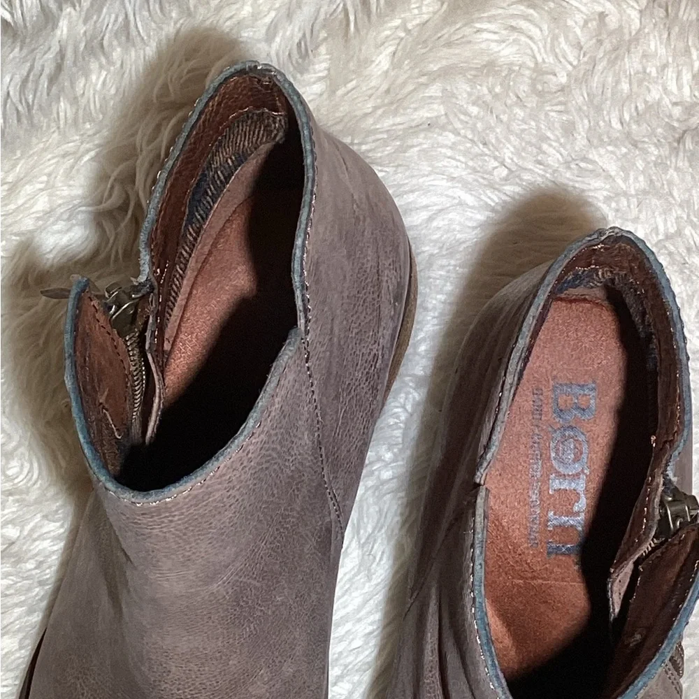 BORN Olio Grey Full Grain Boot Leather Grey Size 8.5